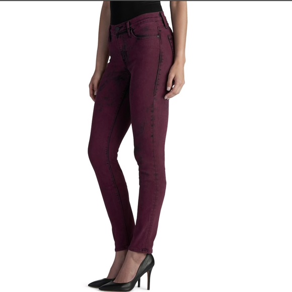 Rock & Republic Denim - ROCK & REPUBLIC Maroon Acid Wash Skinny Jeans